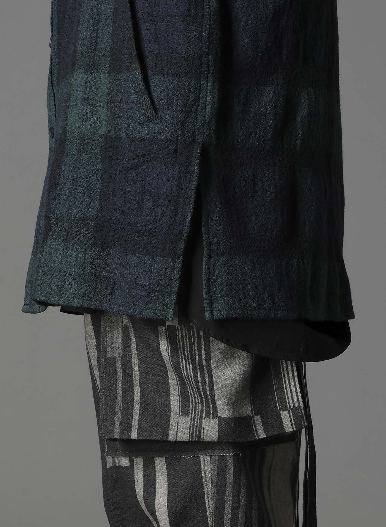 BIG REFINE PLAID LONG SHIRT W/WAIST POCKET