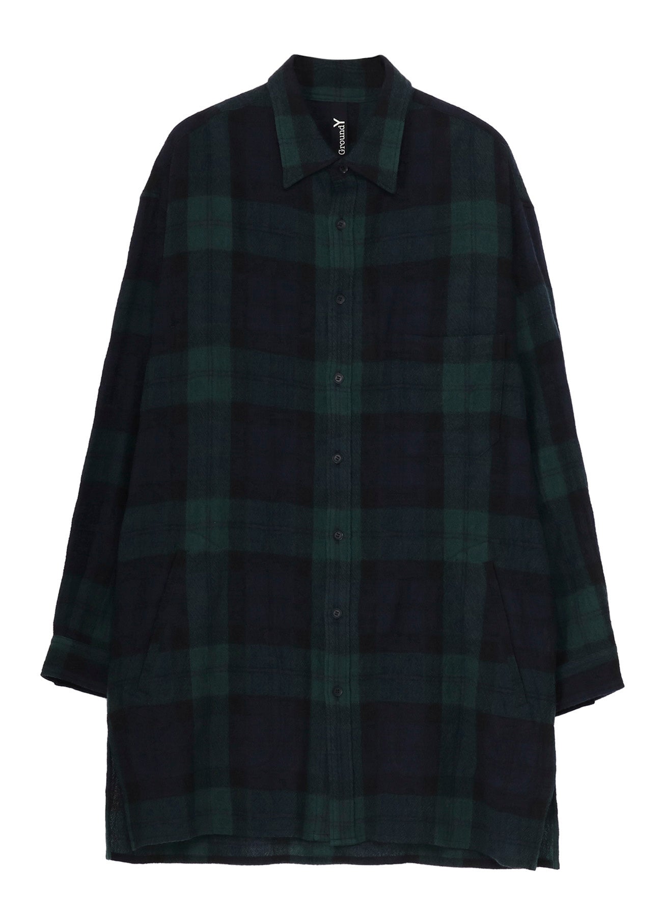 BIG REFINE PLAID LONG SHIRT W/WAIST POCKET