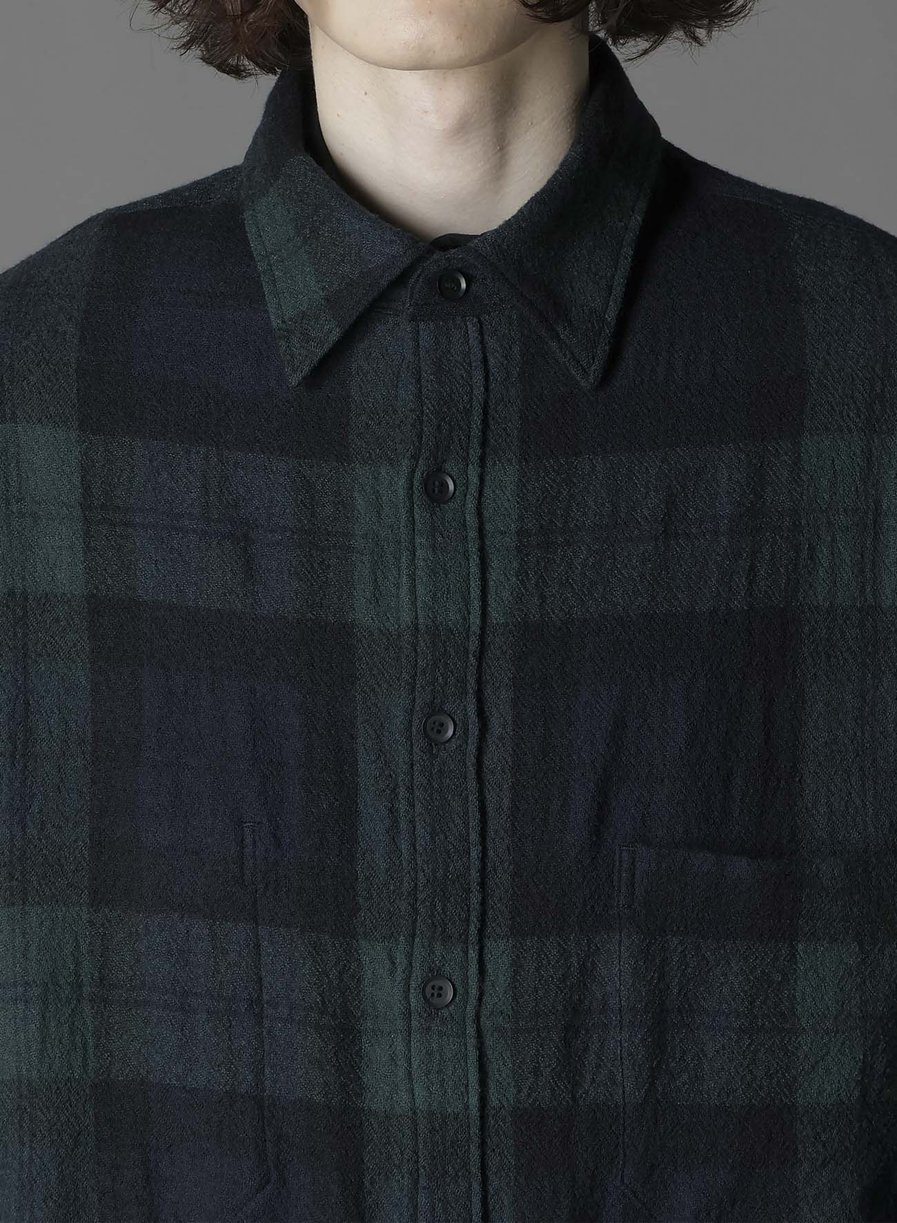 BIG REFINE PLAID LONG SHIRT W/WAIST POCKET