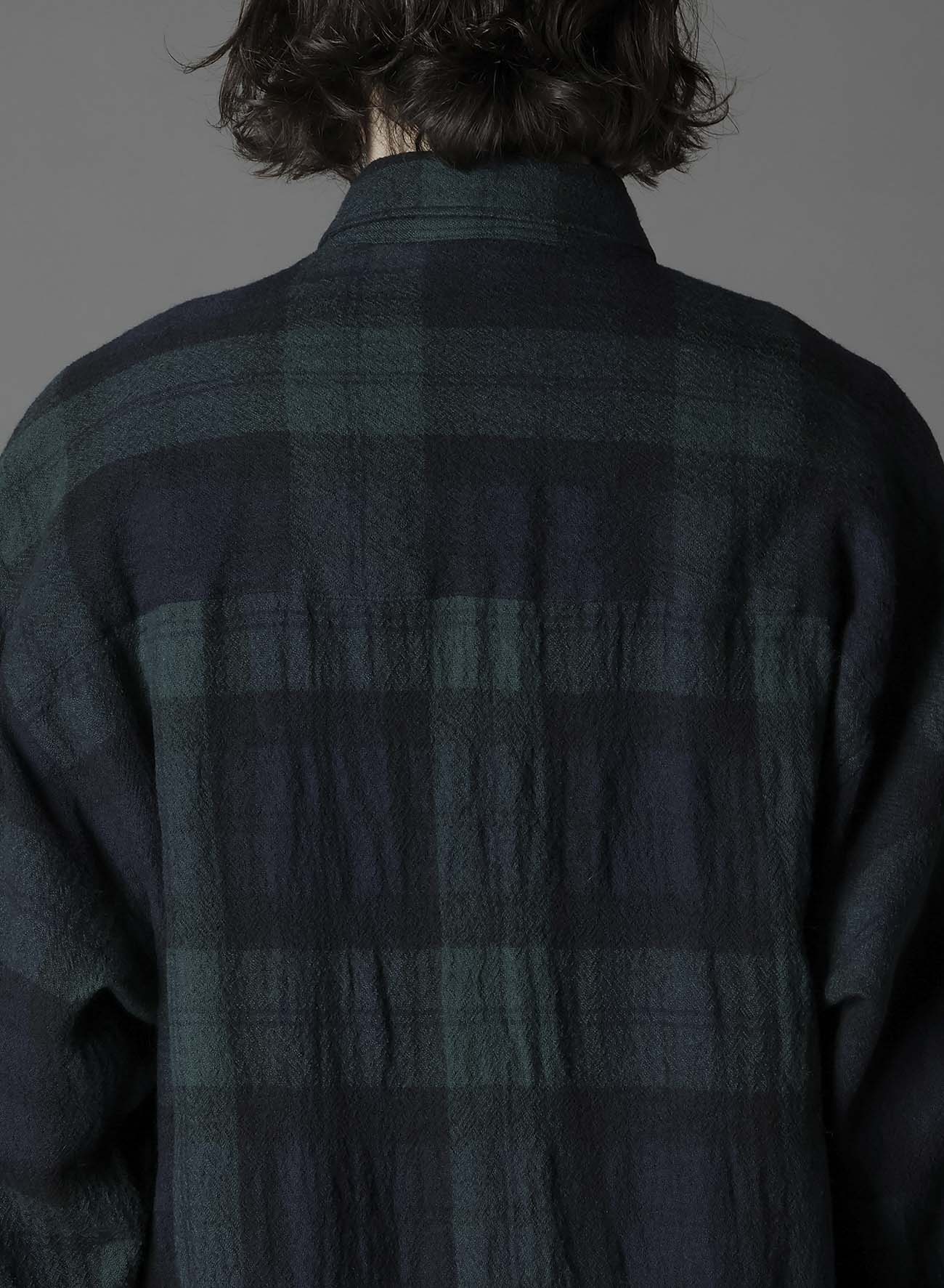 BIG REFINE PLAID LONG SHIRT W/WAIST POCKET