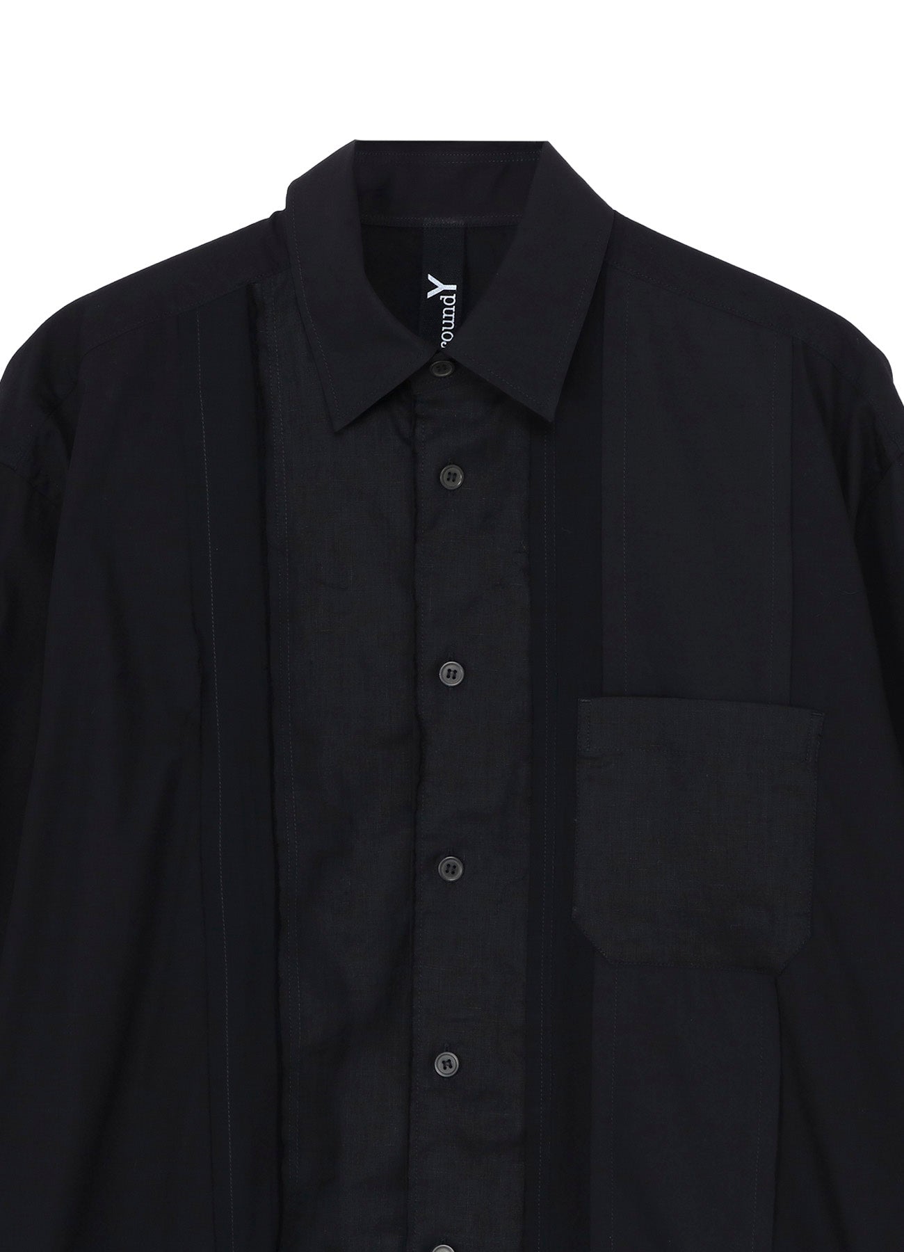 SWITCHING MATERIAL FRONT PANAL STANDARD BLACK SHIRT