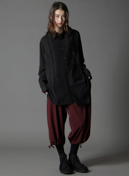 SWITCHING MATERIAL FRONT PANAL LONG BLACK SHIRT