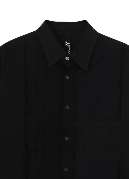 SWITCHING MATERIAL FRONT PANAL LONG BLACK SHIRT