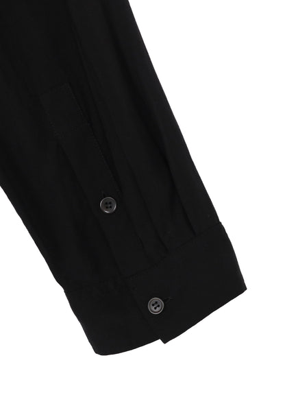 SWITCHING MATERIAL FRONT PANAL LONG BLACK SHIRT