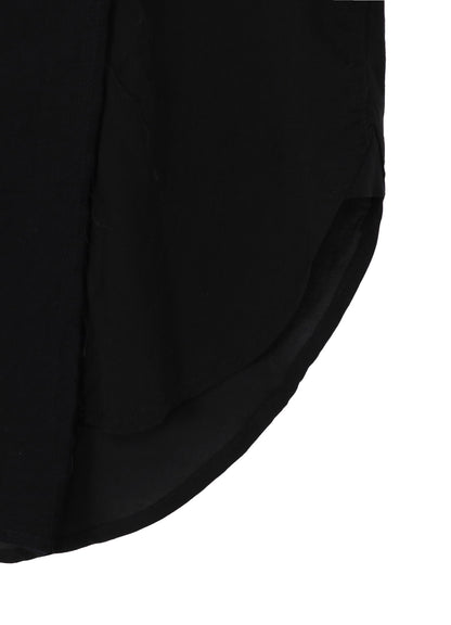 SWITCHING MATERIAL FRONT PANAL LONG BLACK SHIRT