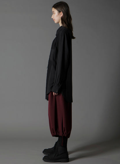SWITCHING MATERIAL FRONT PANAL LONG BLACK SHIRT
