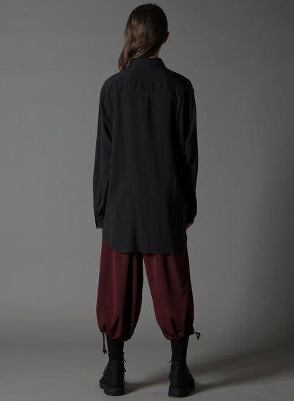 SWITCHING MATERIAL FRONT PANAL LONG BLACK SHIRT