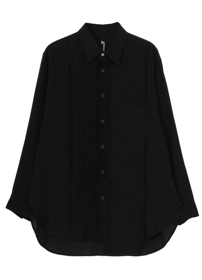 SWITCHING MATERIAL FRONT PANAL LONG BLACK SHIRT