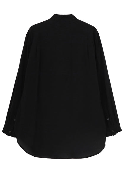SWITCHING MATERIAL FRONT PANAL LONG BLACK SHIRT