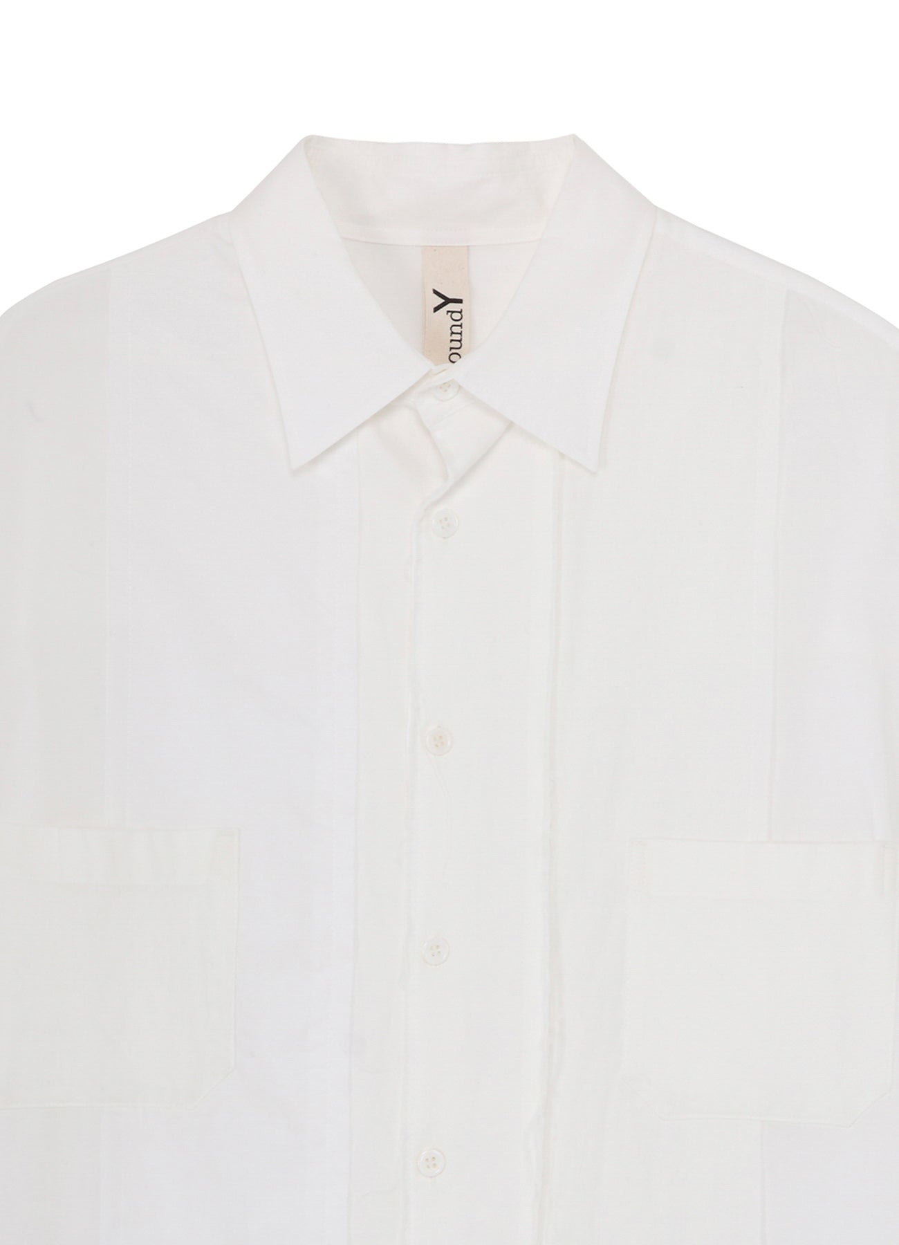 SWITCHING MATERIAL PATCHWORK WHITE SHIRT