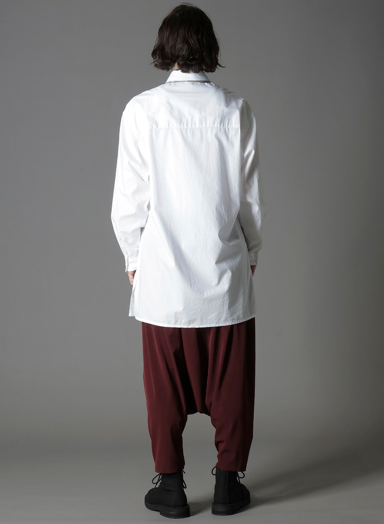 SWITCHING MATERIAL PATCHWORK WHITE SHIRT