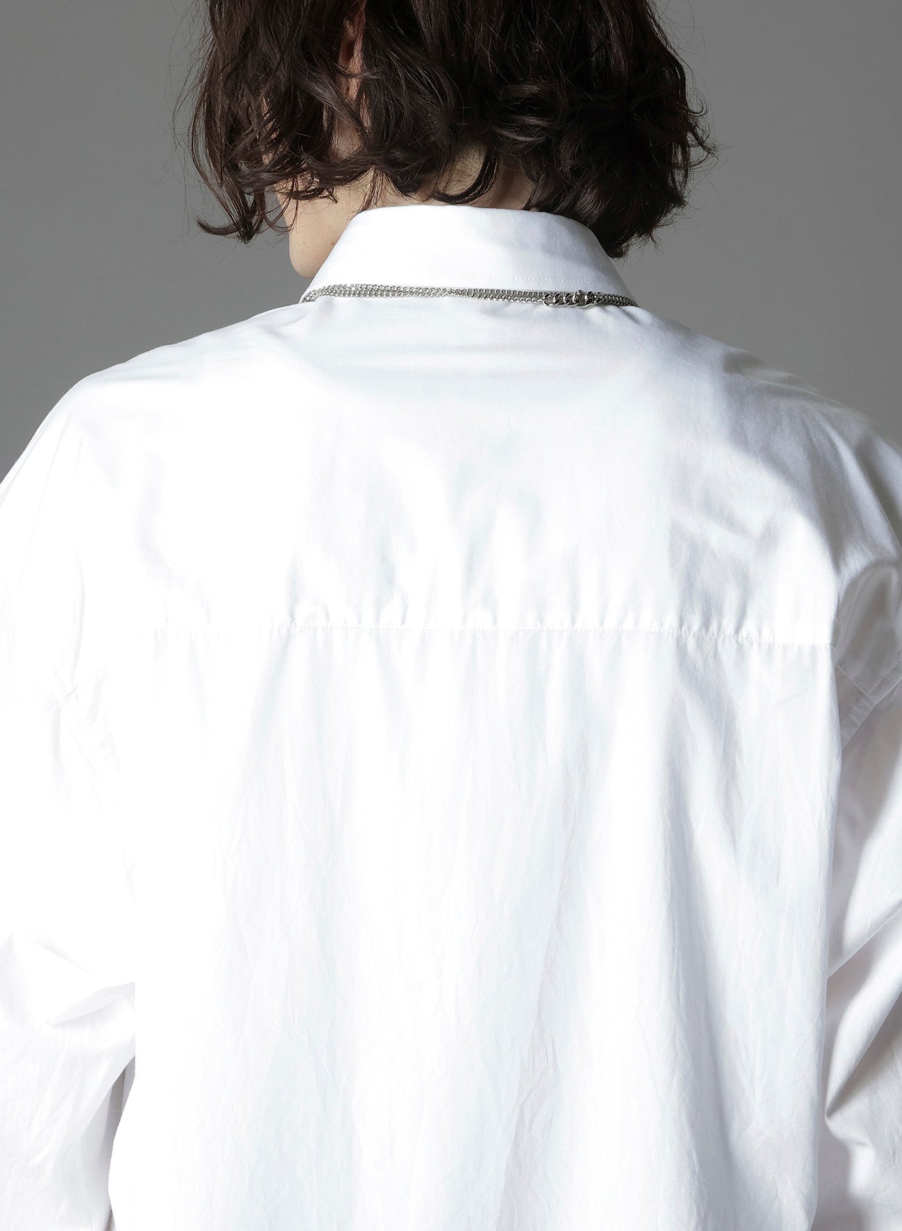 SWITCHING MATERIAL PATCHWORK WHITE SHIRT