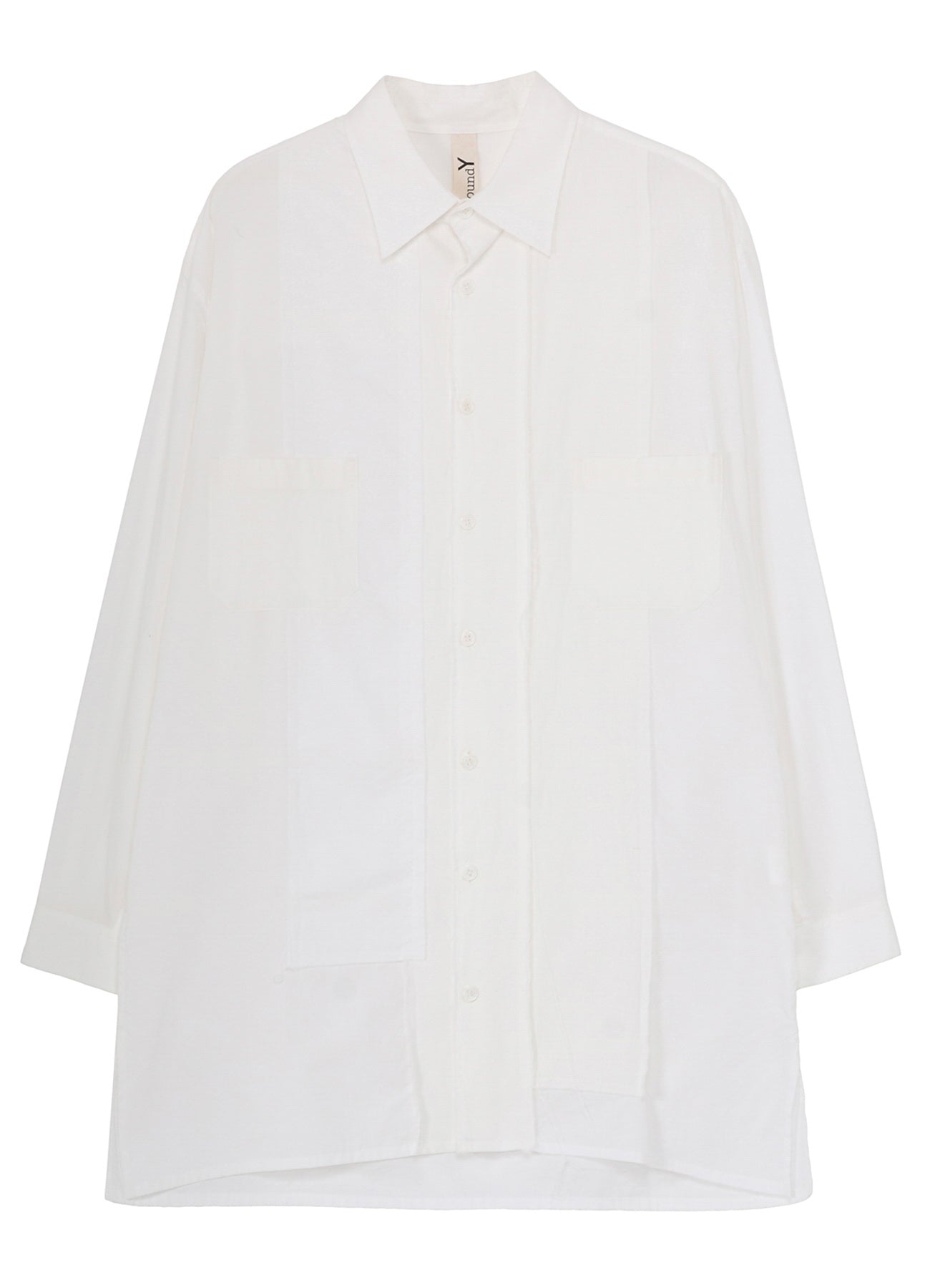 SWITCHING MATERIAL PATCHWORK WHITE SHIRT