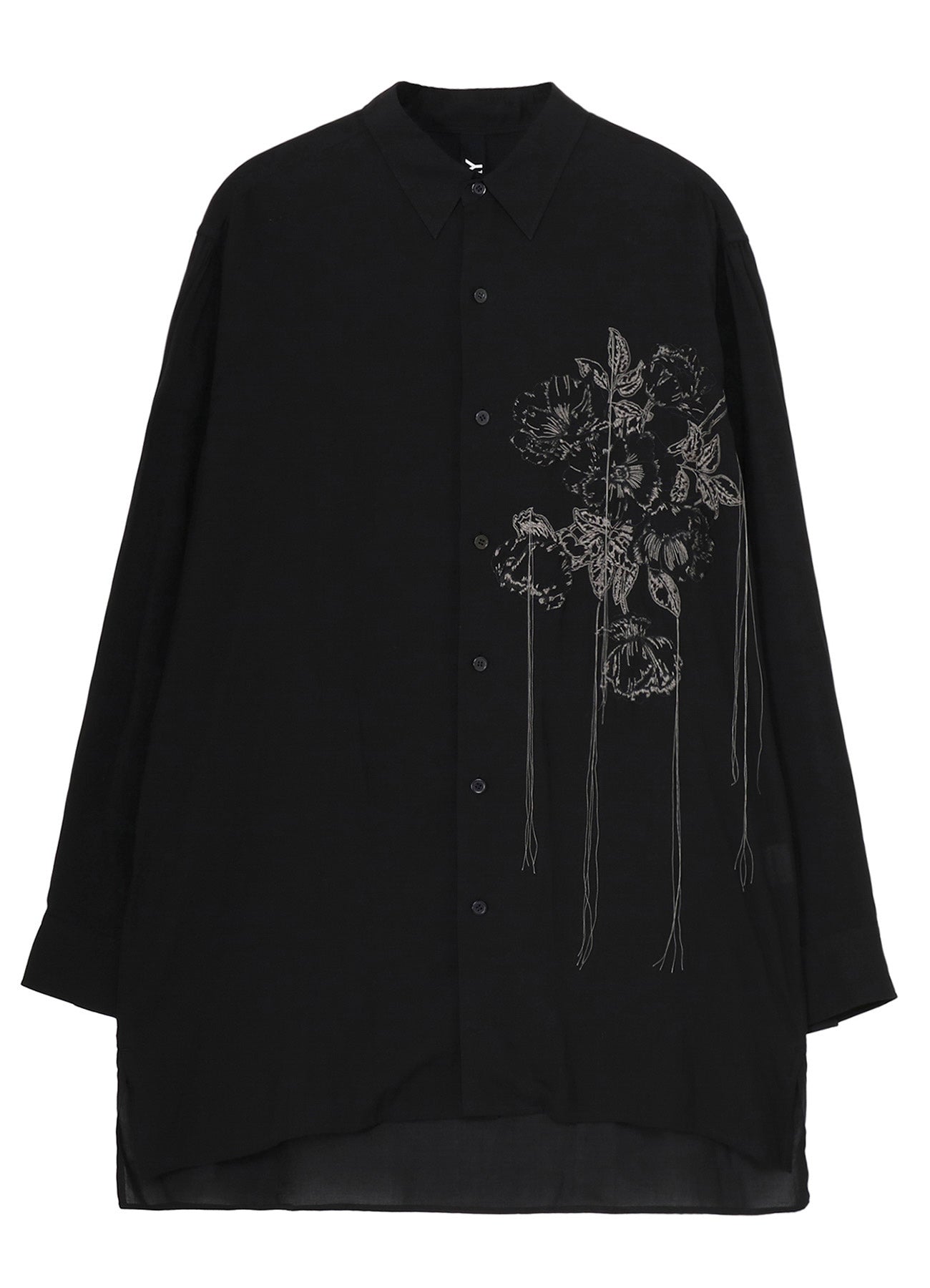 FLOWER STITCH SIDE GATHER SHIRT