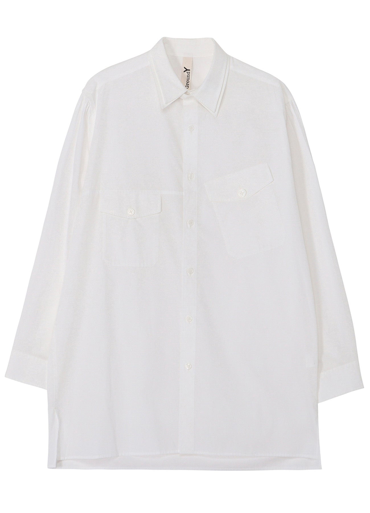 COTTON BROAD DOUBLE COLLAR SLANTED POCKET SHIRT
