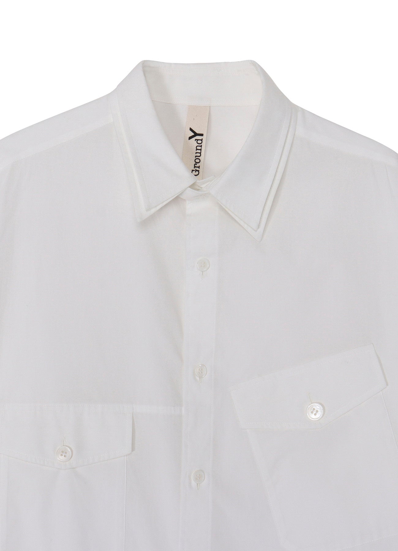 COTTON BROAD DOUBLE COLLAR SLANTED POCKET SHIRT