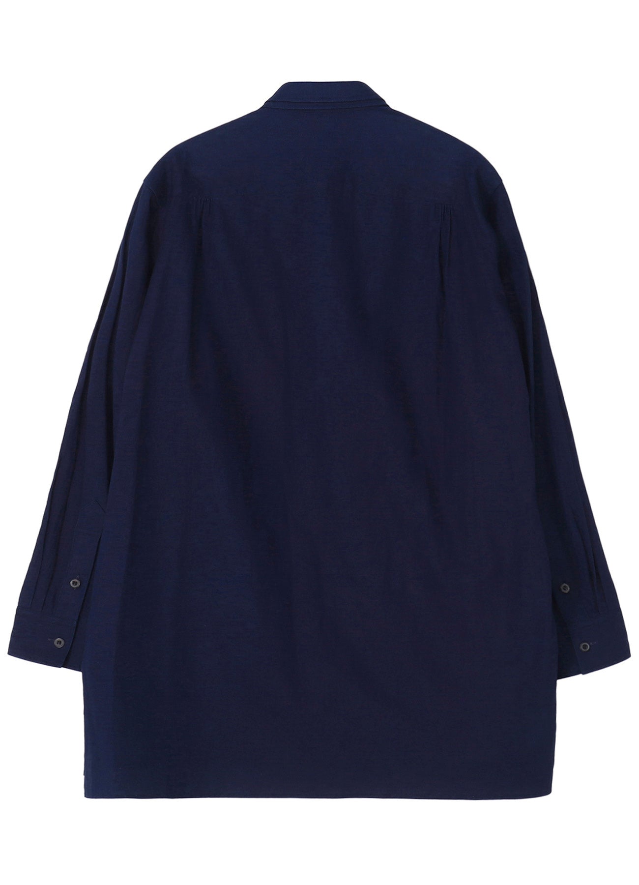 INDIGO DYED COTTON LINEN SHEETING DOUBLE COLLAR SLANTED POCKET SHIRT