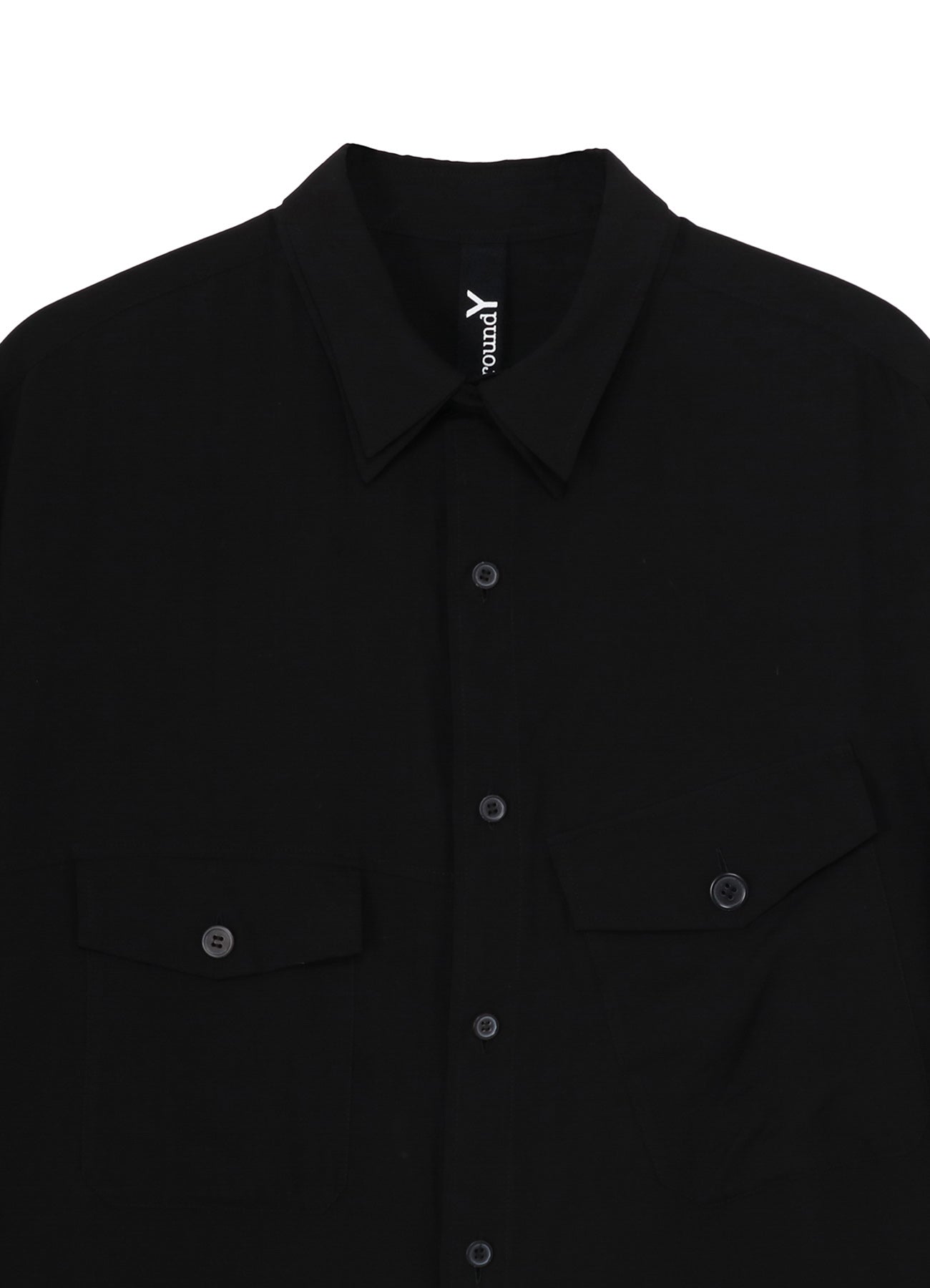 CELLULOSE LAWN DOUBLE COLLAR SLANTED POCKET SHIRT