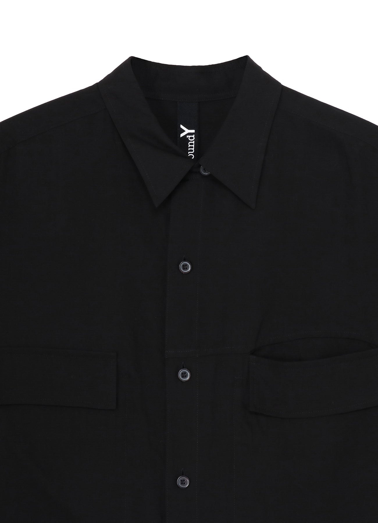 CELLULOSE LAWN PARALLEL PANEL FLAP SHORT SLEEVED SHIRT