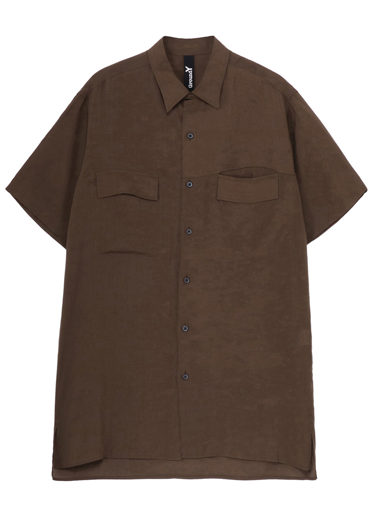 CELLULOSE LAWN PARALLEL PANEL FLAP SHORT SLEEVED SHIRT