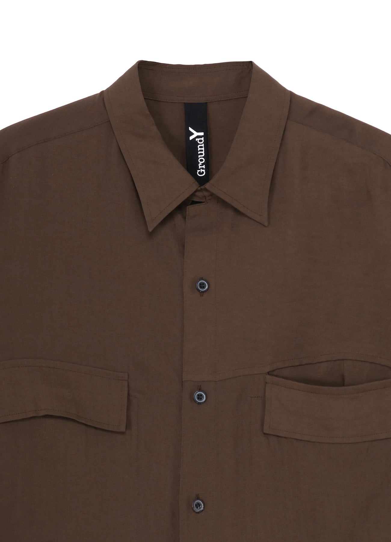CELLULOSE LAWN PARALLEL PANEL FLAP SHORT SLEEVED SHIRT