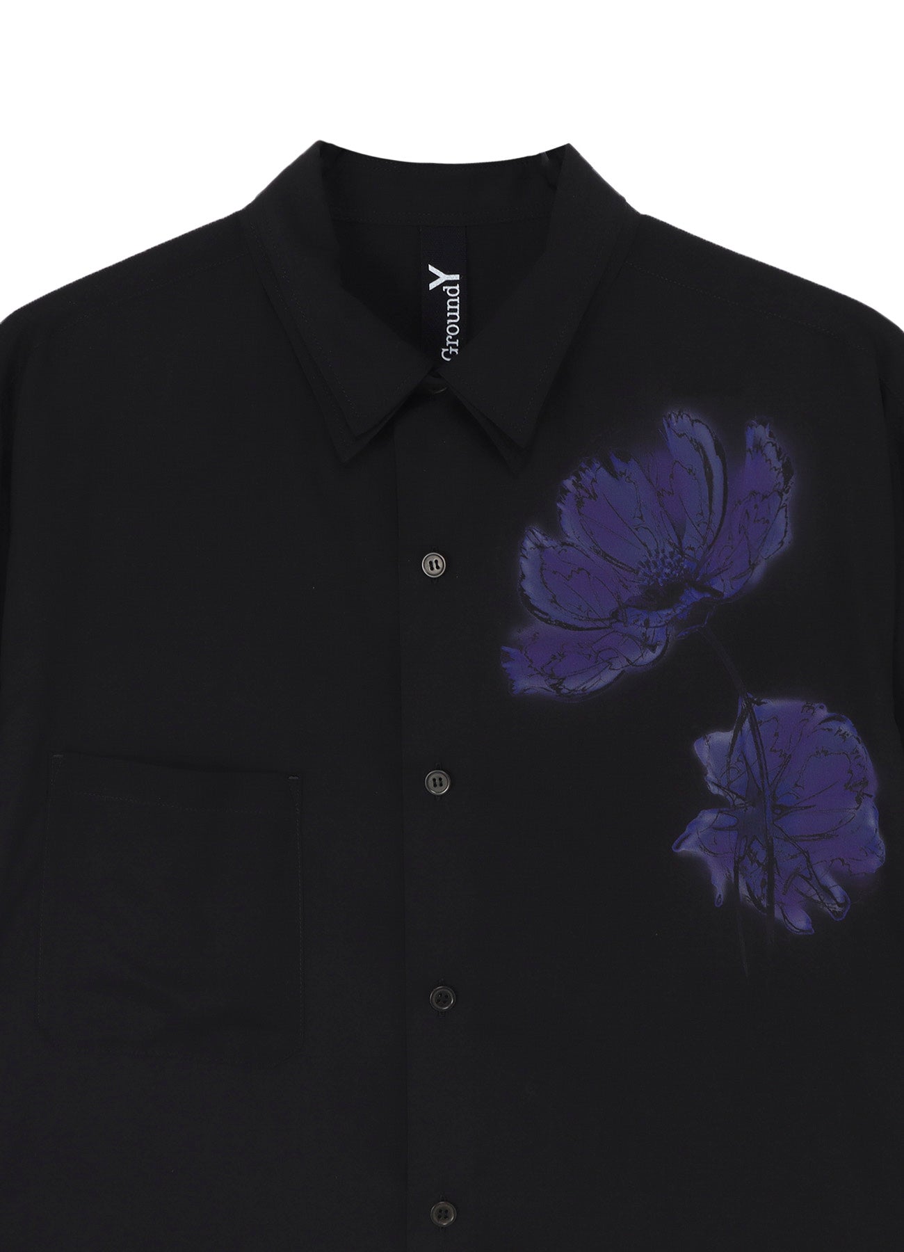 FLORAL PRINT DOUBLE COLLAR SLANTED POCKET SHIRT