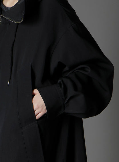 W/GABARDINE HIGH NECK HOODED MODS COAT