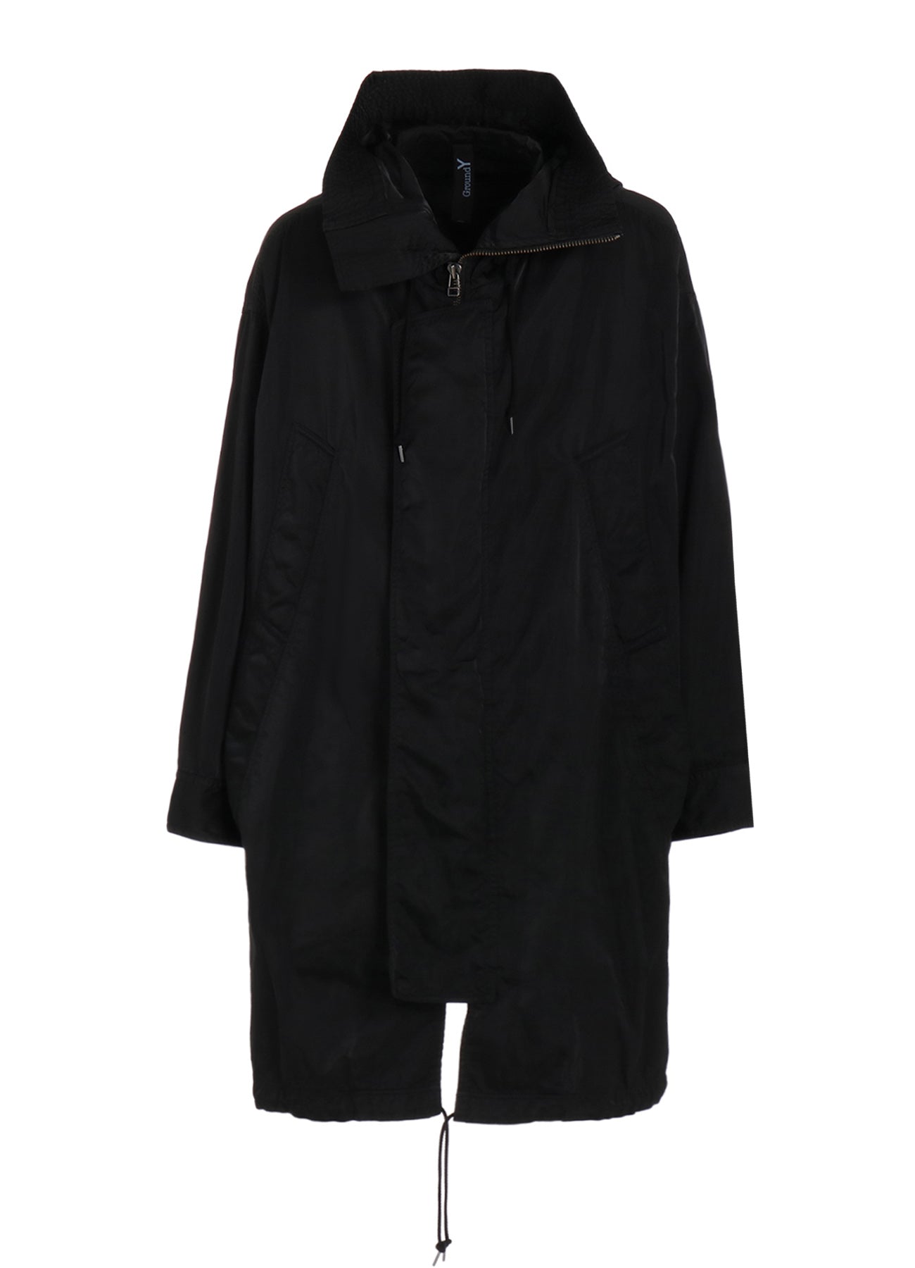 PRODUCT DYED NYLON TEILL+POLYESTER TAFTA HIGH NECK HOODED MODS COAT