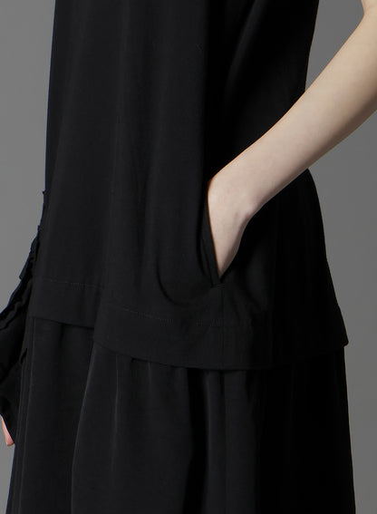 ULTIMA JERSEY + CREPE DE CHINE DOCKING CLOTH LONG DRESS