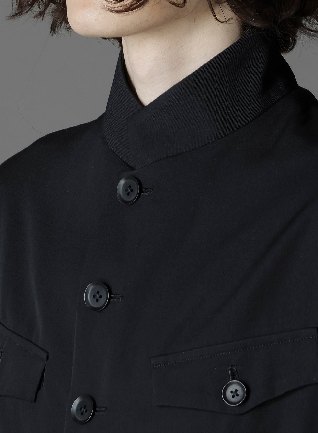 WOOL GABARDINE MEN STAND COLLAR JACKET