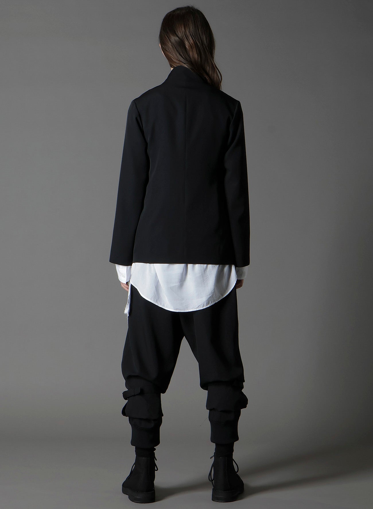 WOOL GABARDINE LADY STAND COLLAR JACKET