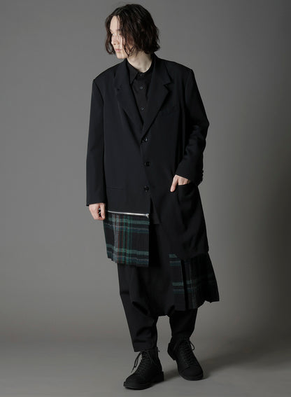W/GABARDINE DOUBLE GAUZE  RIGHT PLEATED JACKET
