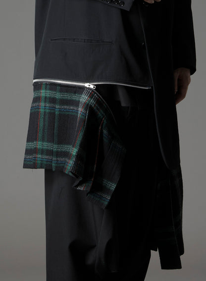 W/GABARDINE DOUBLE GAUZE  RIGHT PLEATED JACKET