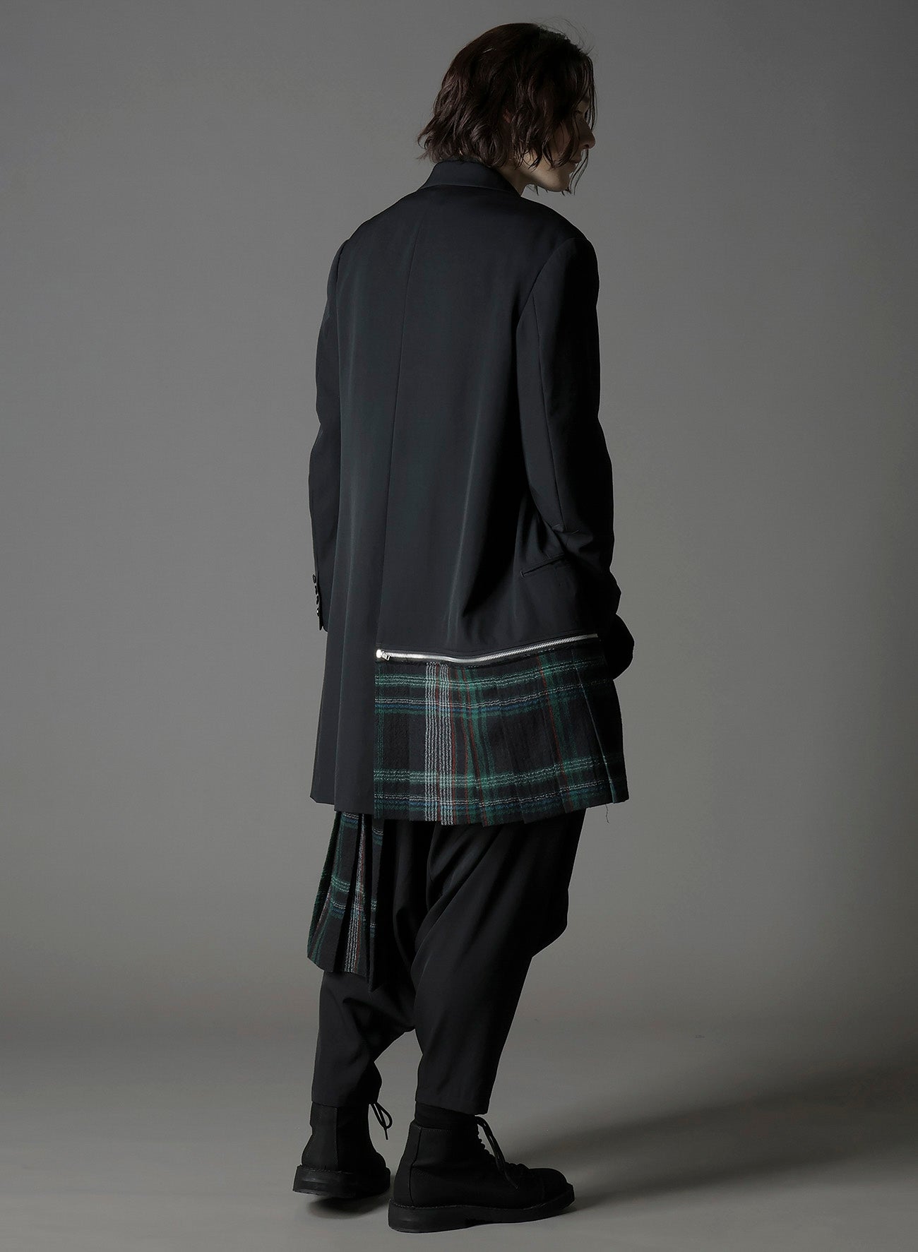 W/GABARDINE DOUBLE GAUZE RIGHT PLEATED JACKET