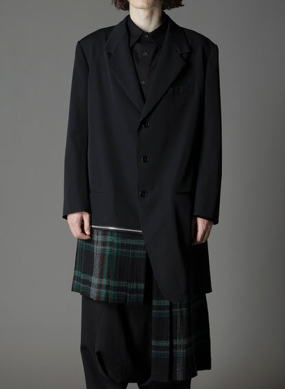 W/GABARDINE DOUBLE GAUZE  RIGHT PLEATED JACKET