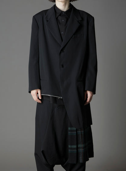 W/GABARDINE DOUBLE GAUZE  RIGHT PLEATED JACKET