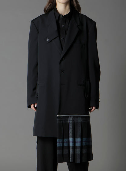 W/GABARDINE DOUBLE GAUZE PLEATED JACKET W/ TAB