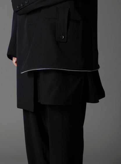 W/GABARDINE DOUBLE GAUZE PLEATED JACKET W/ TAB