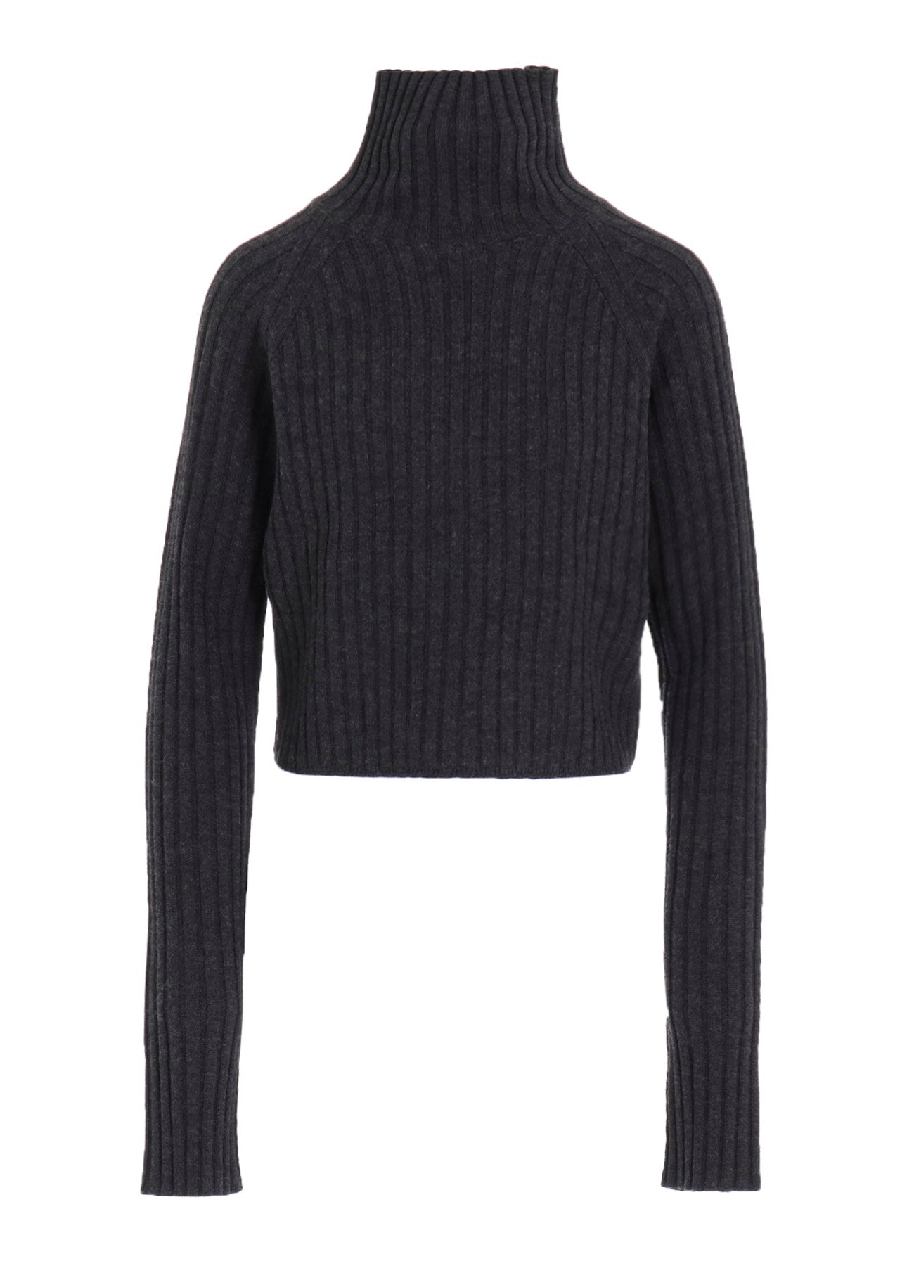 FINE MERINO WOOL RIBBED RAGLEN SHORT LENGTH TURTLE NECK