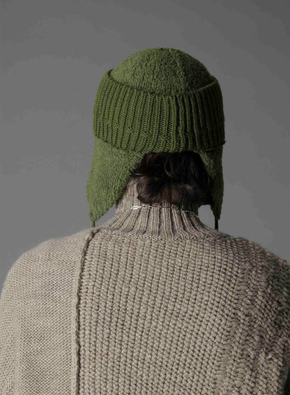 Wool boa+EX FineMerino Wool FLIGHT KNIT CAP
