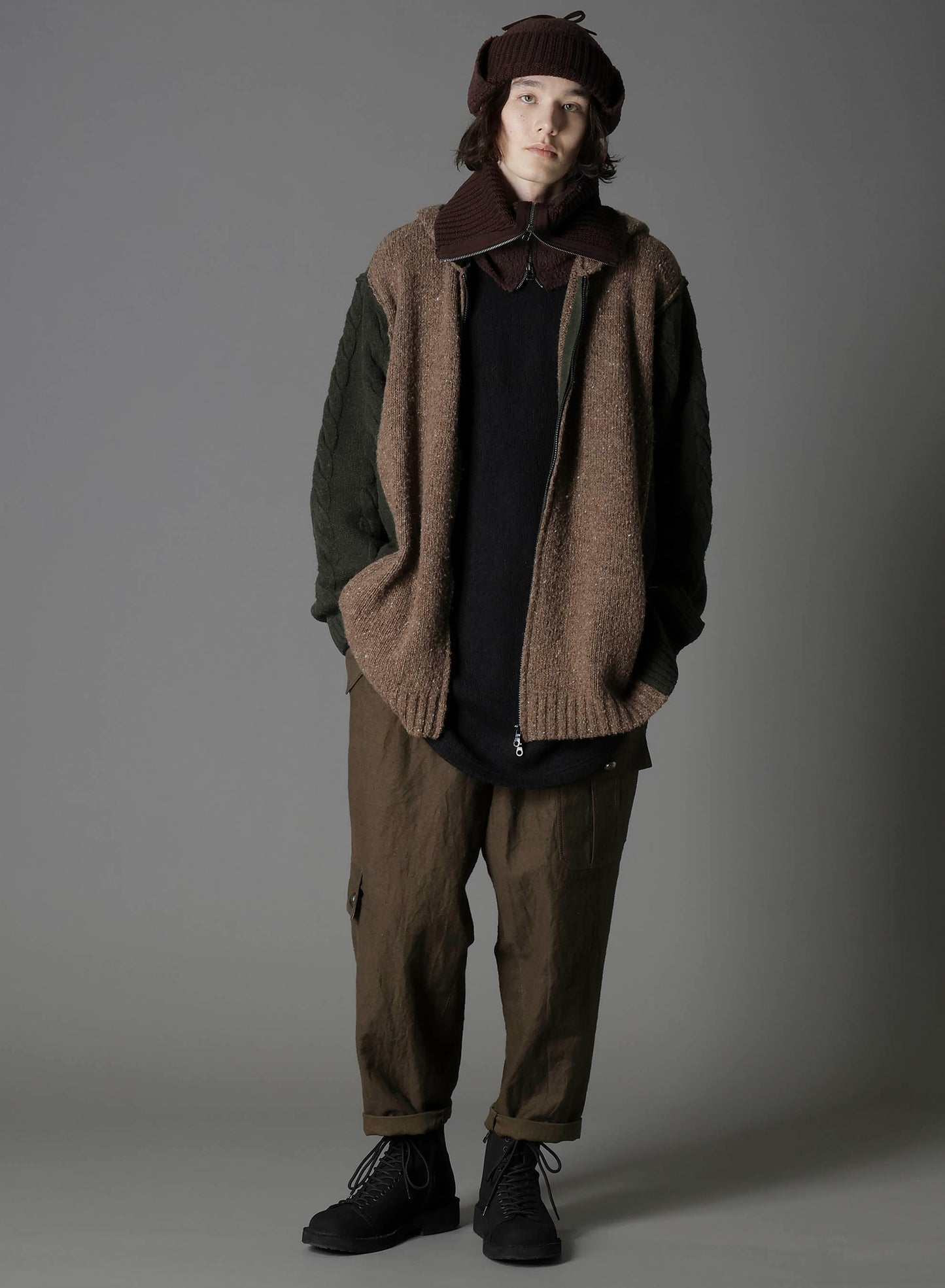 Wool boa+EX FineMerino Wool FLIGHT KNIT CAP