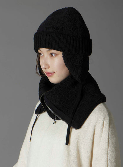 Wool boa+EX FineMerino Wool FLIGHT KNIT CAP