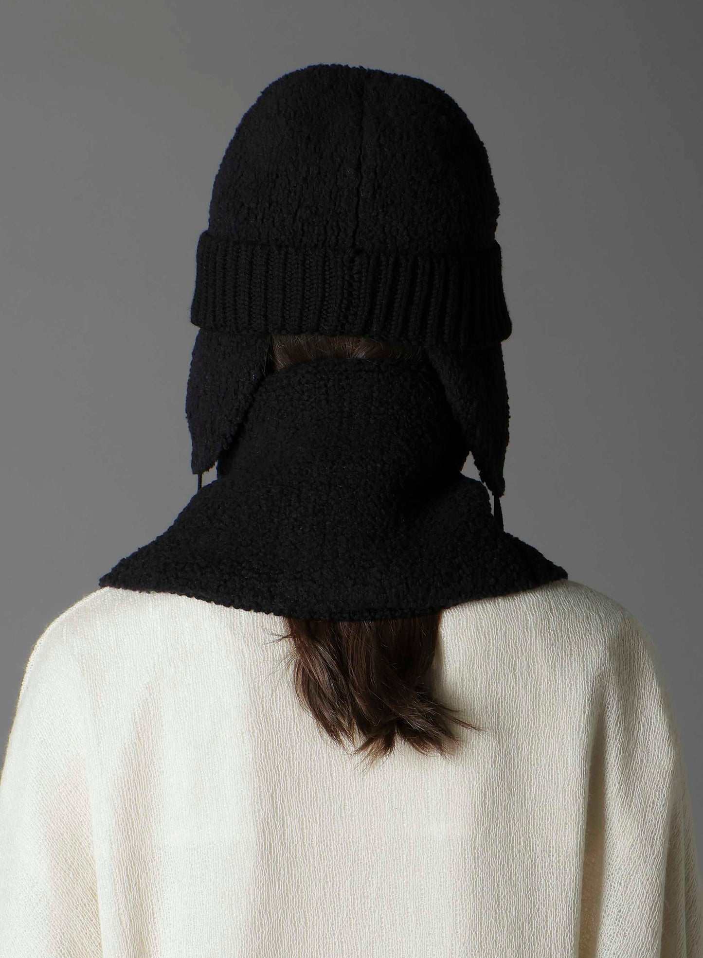 Wool boa+EX FineMerino Wool FLIGHT KNIT CAP