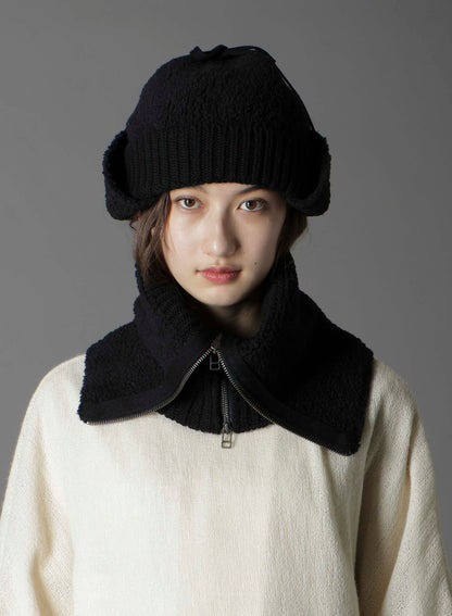 Wool boa+EX FineMerino Wool FLIGHT KNIT CAP