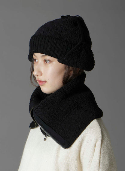 Wool boa+EX FineMerino Wool FLIGHT KNIT CAP