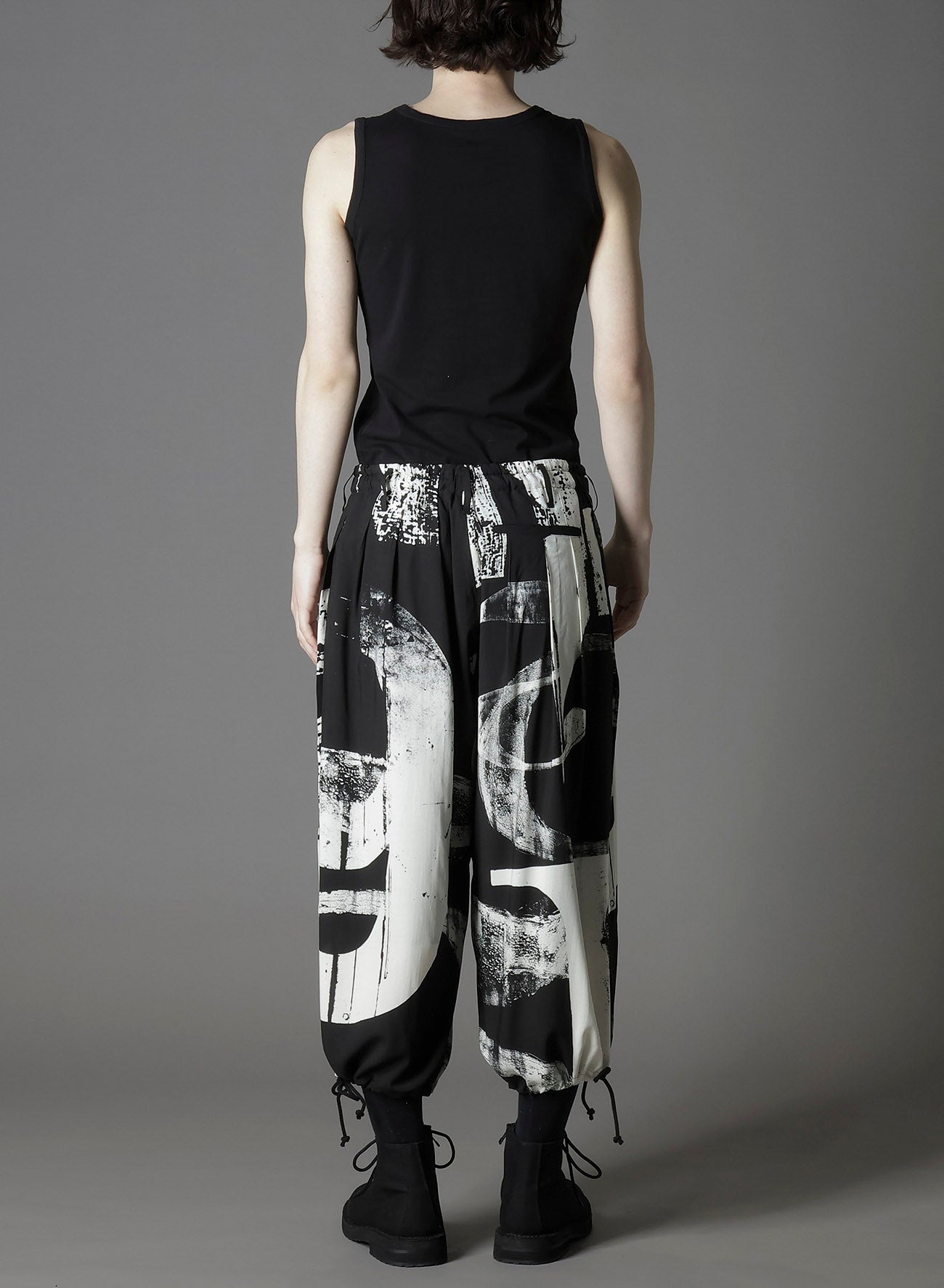 RAYON PRINT NUMBER PATTERN BALLOON PANTS