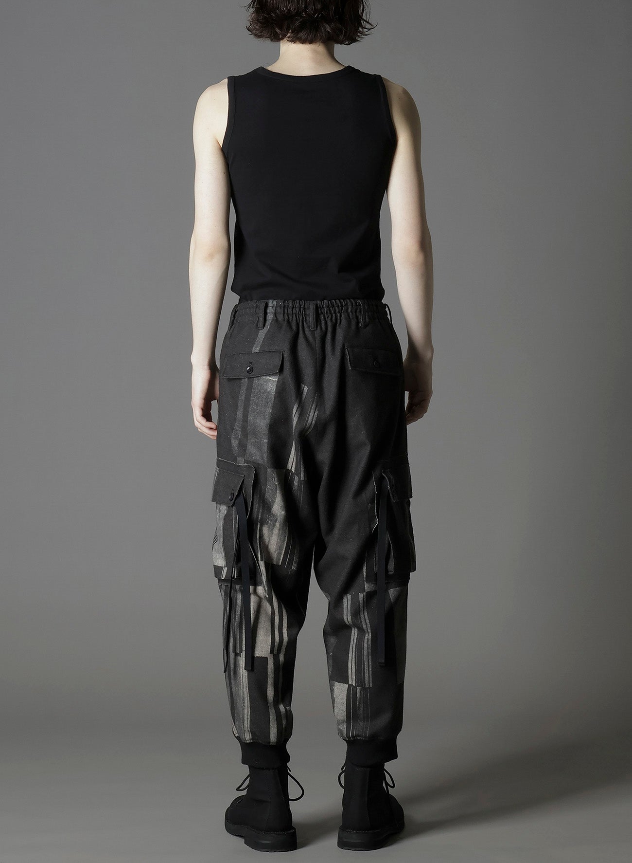 FLANNEL STRIPE PATTERN STANDARD RIBBED HEM CARGO