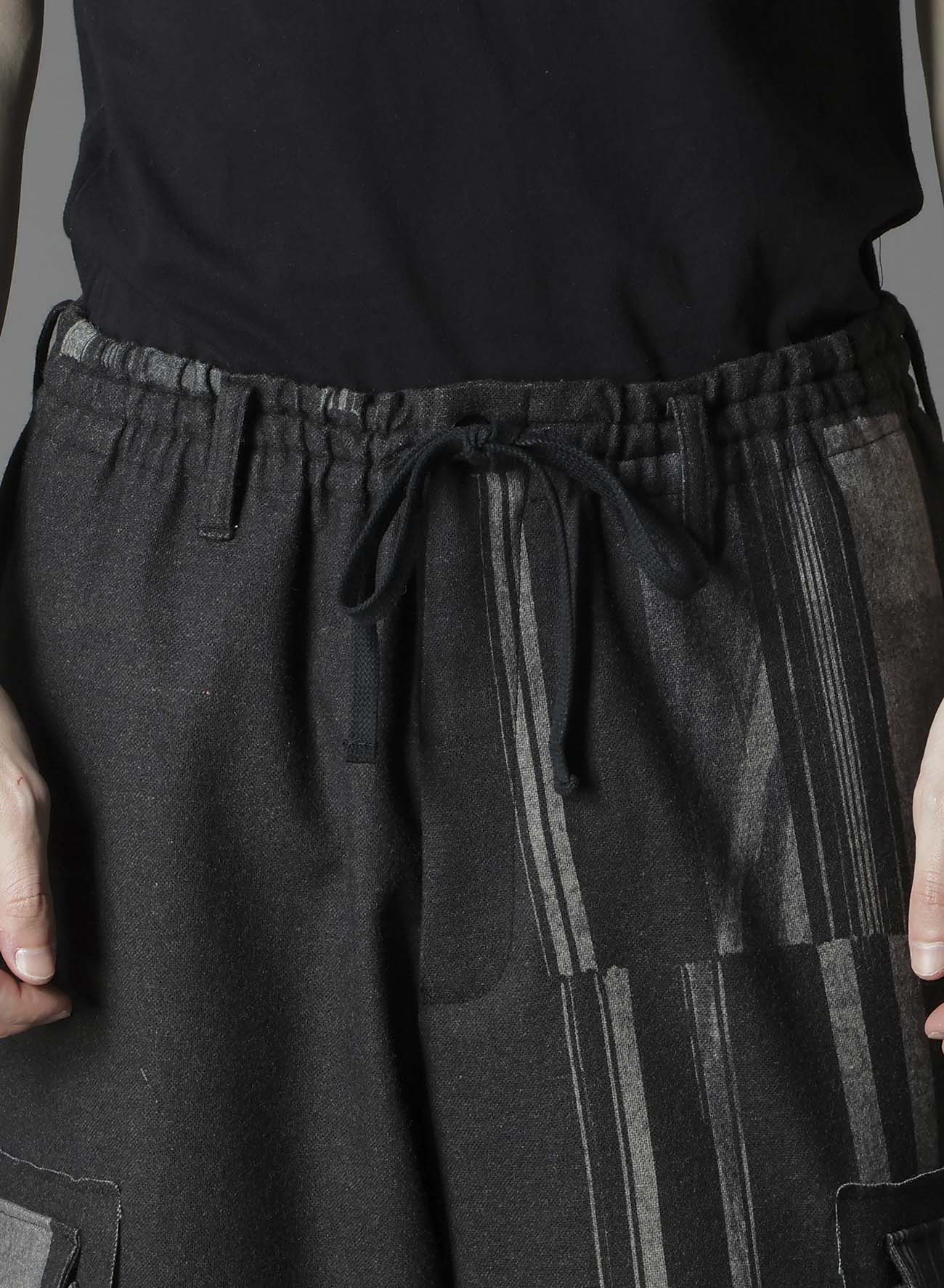 FLANNEL STRIPE PATTERN STANDARD RIBBED HEM CARGO