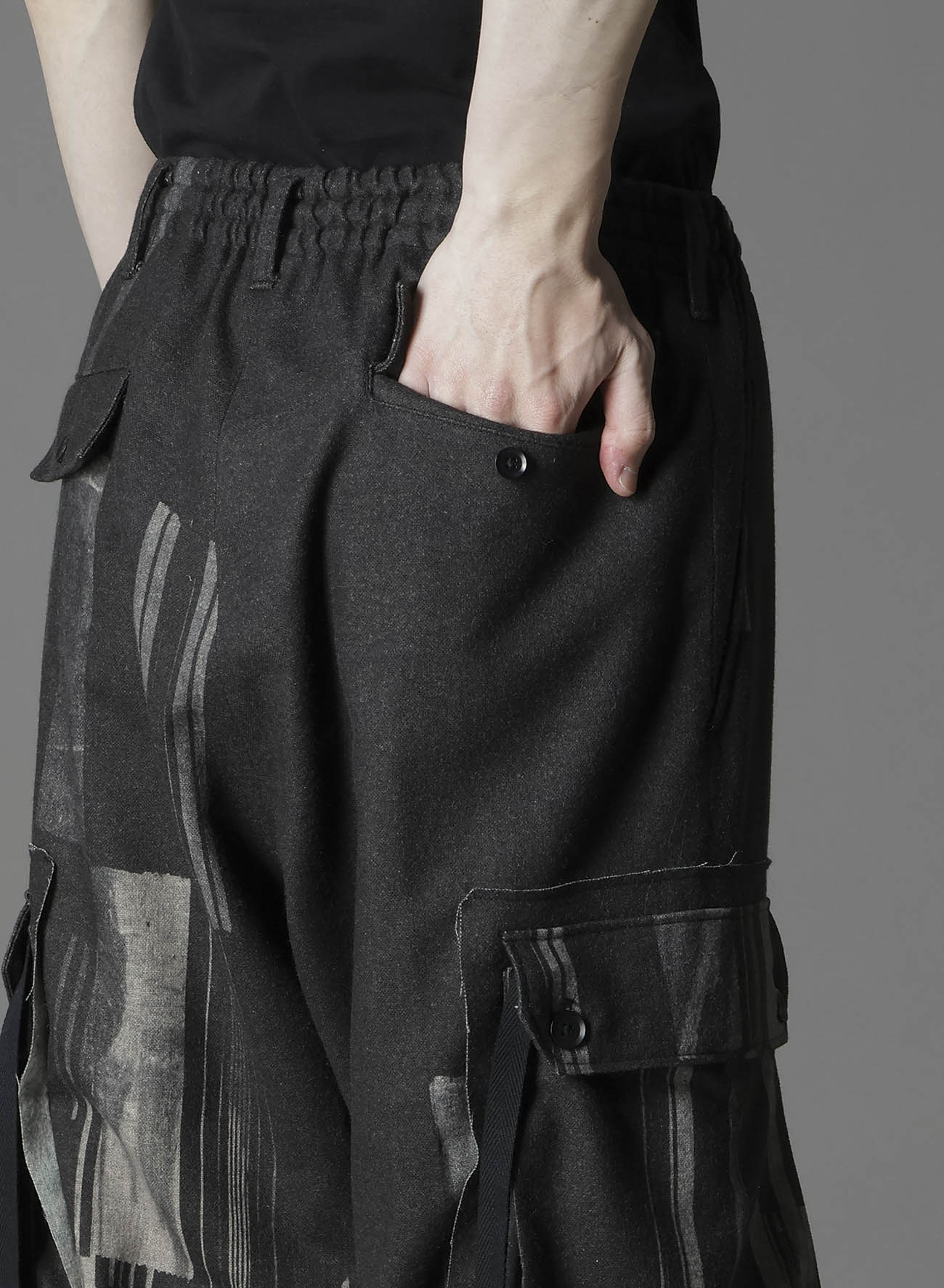 FLANNEL STRIPE PATTERN STANDARD RIBBED HEM CARGO