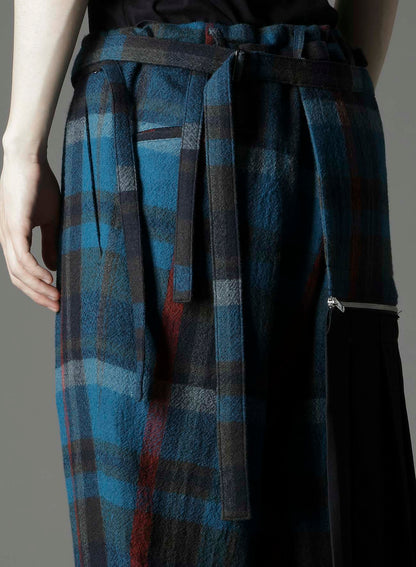 W/GABARDINE DOUBLE GAUZE  PLEATED WRAP PANTS